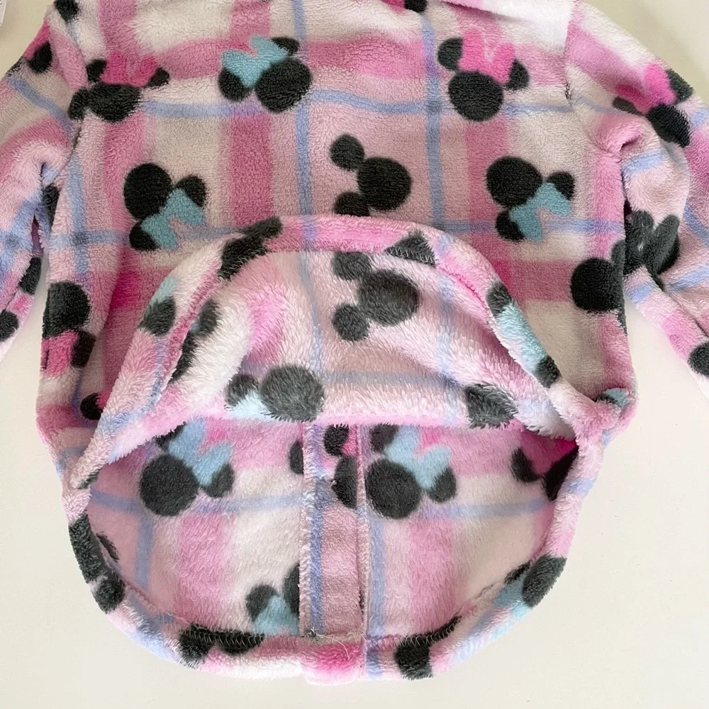 Disney Minnie Mouse Pink and Purple Plaid Fleece Button Up Top Girls 3T - Picture 9 of 12